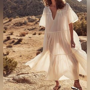Tiered Cotton Voile Beach Dress